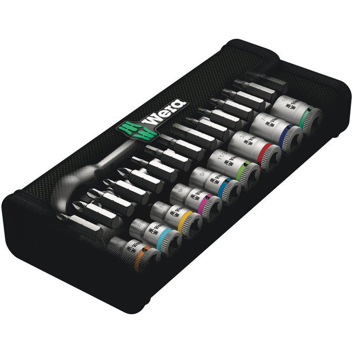 Wera 8100 SA 10 Zyklop Metal Ratchet Set with push-through square, 1/4" drive,