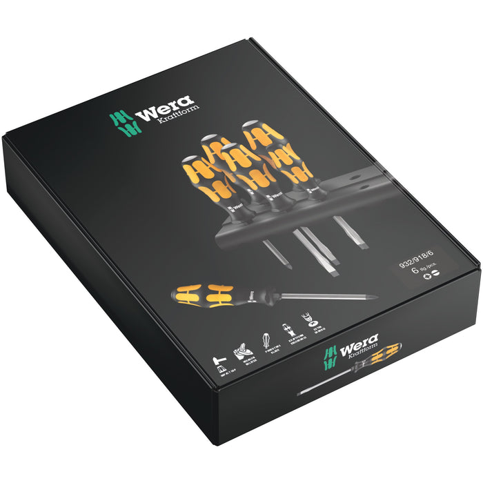 Wera 932/918/6 Screwdriver set Kraftform Wera: Chiseldriver and rack, 6 pieces