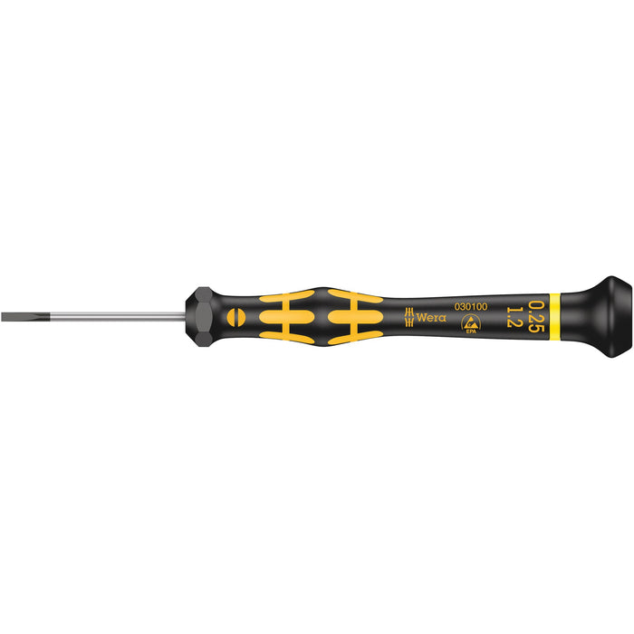 Wera 1578 A ESD Kraftform Micro screwdriver for slotted screws, 0.25 x 1.2 x 40 mm