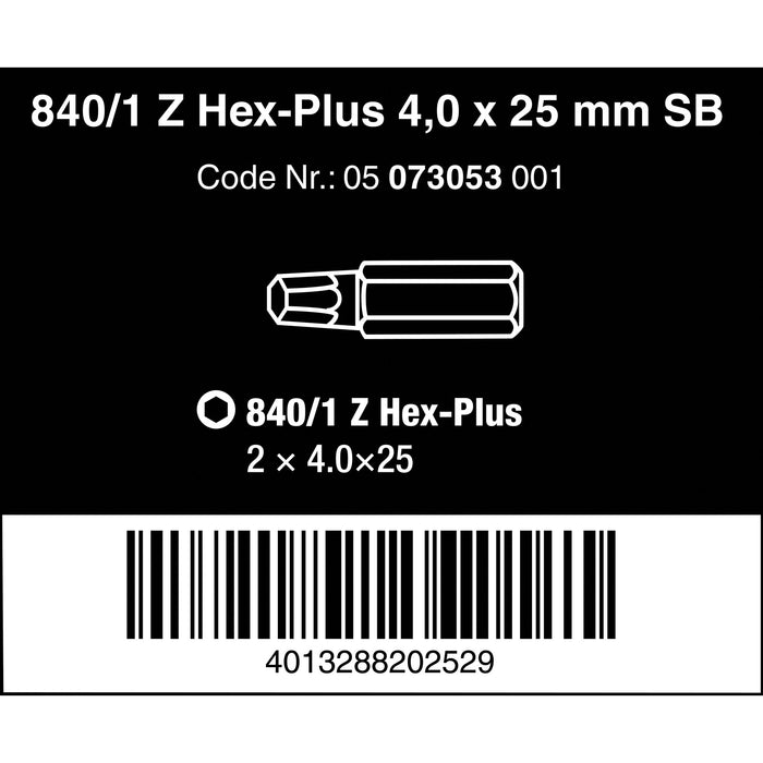 Wera 840/1 Z bits SB, 4 x 25 mm, 2 pieces