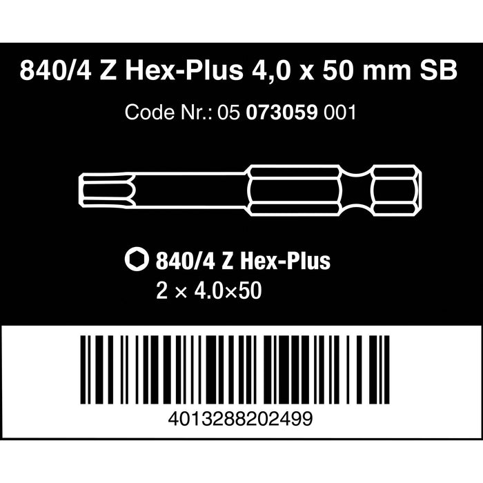Wera 840/4 Z SB bits, 4 x 50 mm, 2 pieces