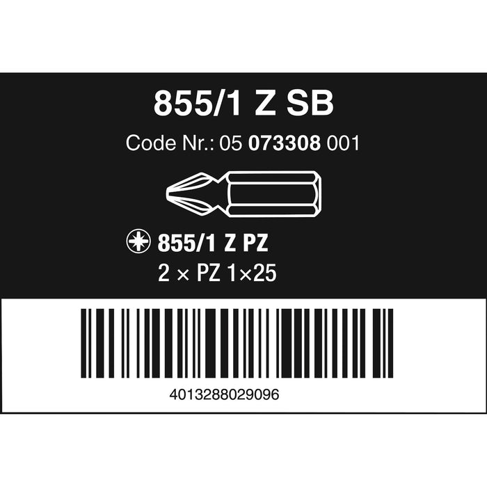 Wera 855/1 Z SB bits, PZ 1 x 25 mm, 2 pieces
