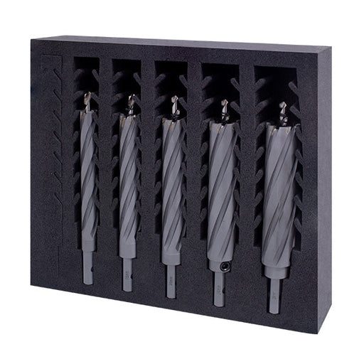 HMT VersaDrive TCT HoleCutter Extra Long Series InsertFoam Set, 14, 18, 20, 22, 24, 26mm + Pilots - Hurstbourne Forge Welding Supplies