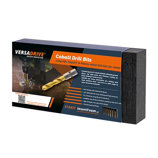 HMT VersaDrive Cobalt Drill InsertFoam Set: 10.2, 11.5, 12, 13, 14, 16, 18mm - Hurstbourne Forge Welding Supplies