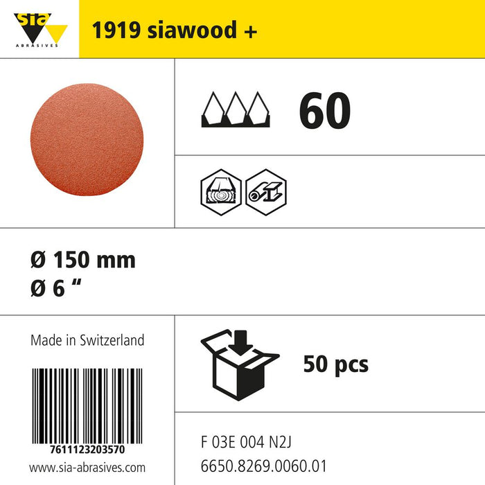 Product info — 1919 siawood+ Ø150mm P60 (Pack of 50)