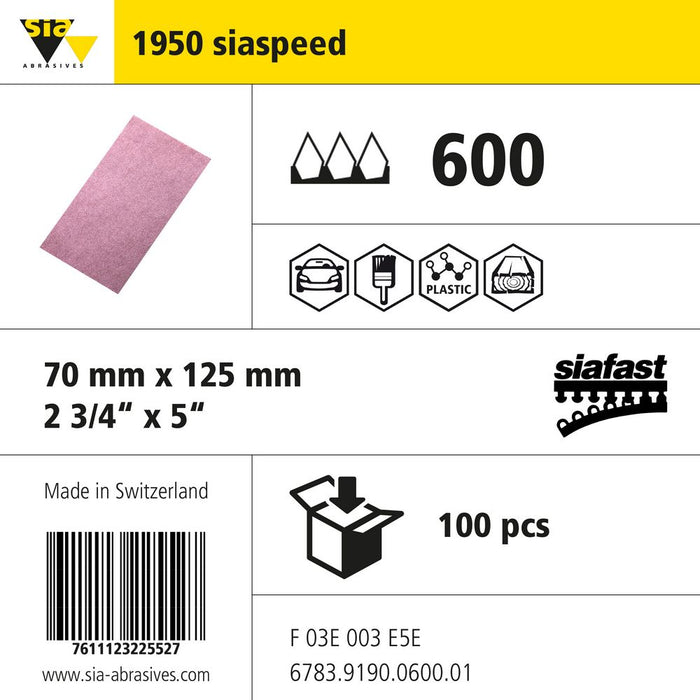 Product info — 1950 siaspeed 70x125mm P600 (Pack of 100)