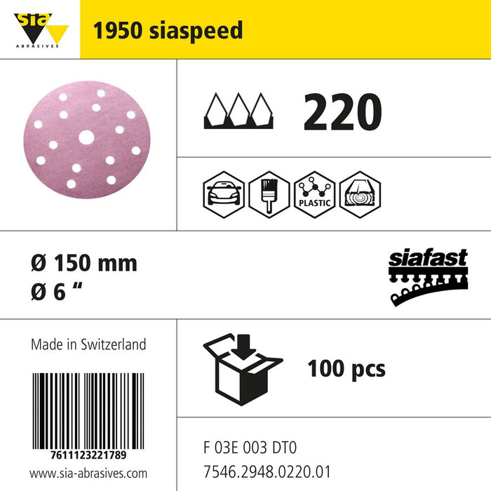 Product info — 1950 siaspeed Ø150mm P220 (Pack of 100)