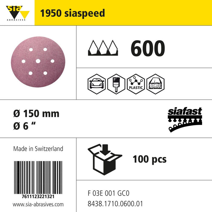 Product info — 1950 siaspeed Ø150mm P600 (Pack of 100)