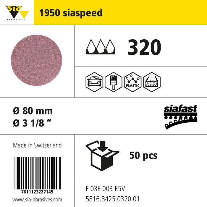 Product info — 1950 siaspeed Ø80mm P320 (Pack of 50)