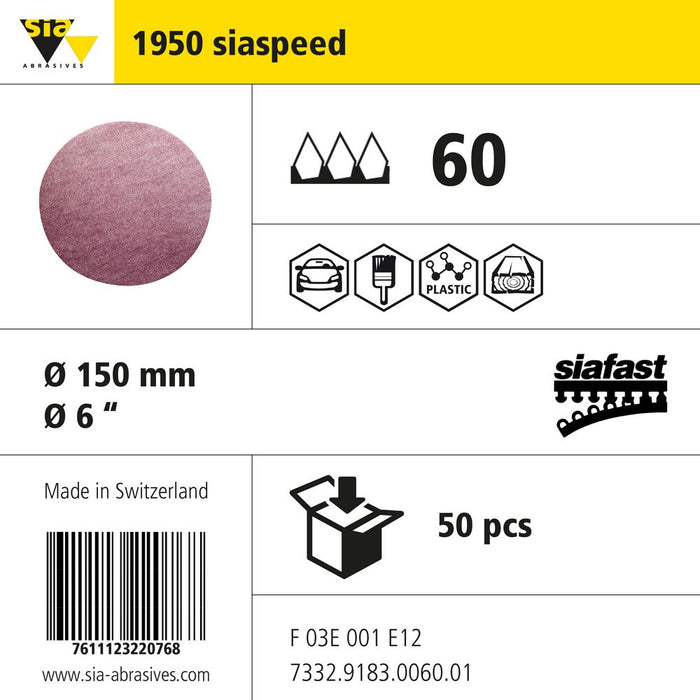 Product info — 1950 siaspeed Ø150mm P60 (Pack of 50)