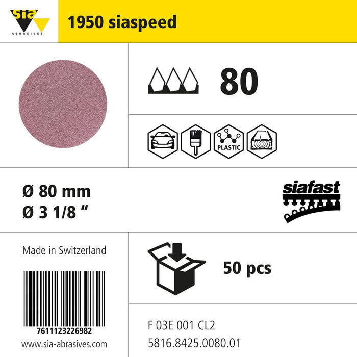 Product info — 1950 siaspeed Ø80mm P80 (Pack of 50)
