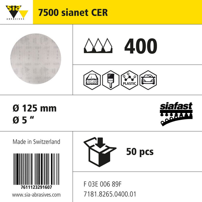 Product info — 7500 sianet-cer Ø125mm P400 (Pack of 50)