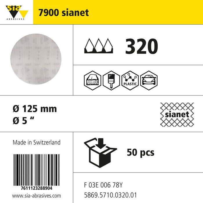 Product info — 7900 sianet Ø125mm P320 (Pack of 50)
