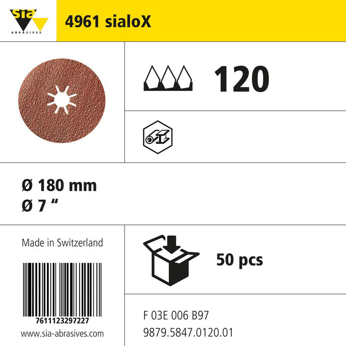 Product info — 4961 siacut large Ø180mm P120 (Pack of 50)