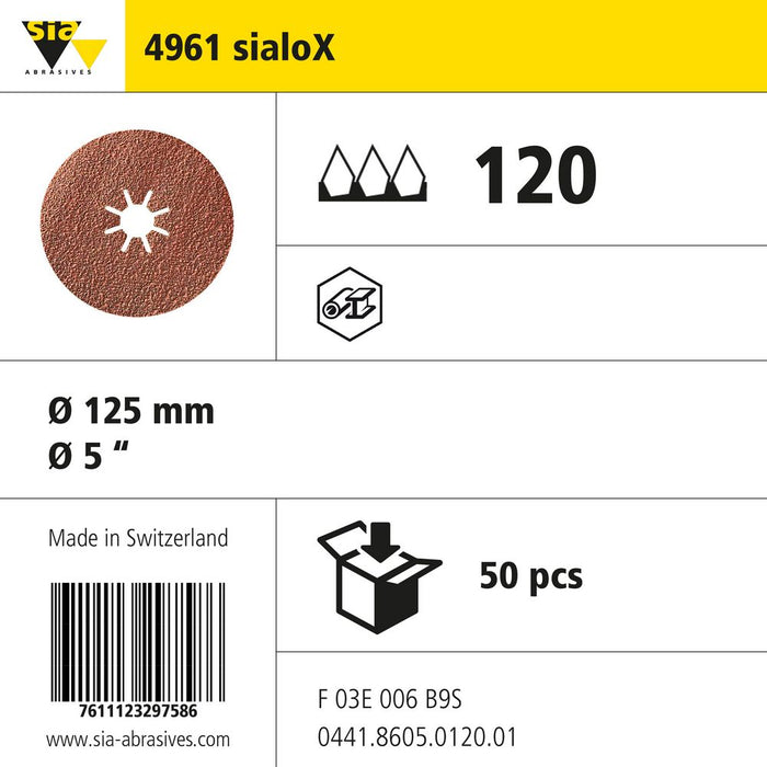 Product info — 4961 siacut large Ø125mm P120 (Pack of 50)