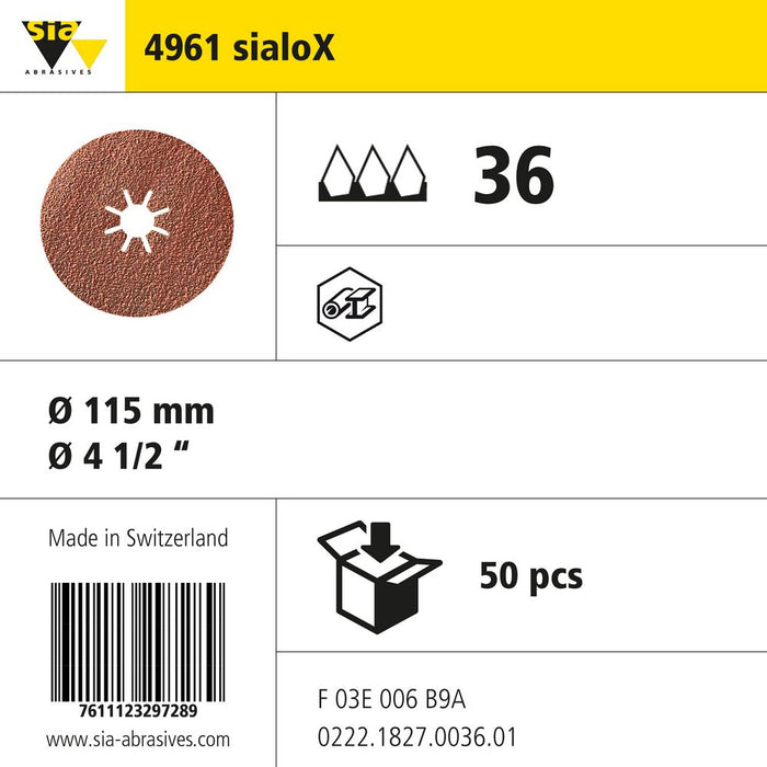 Product info — 4961 siacut large Ø115mm P36 (Pack of 50)