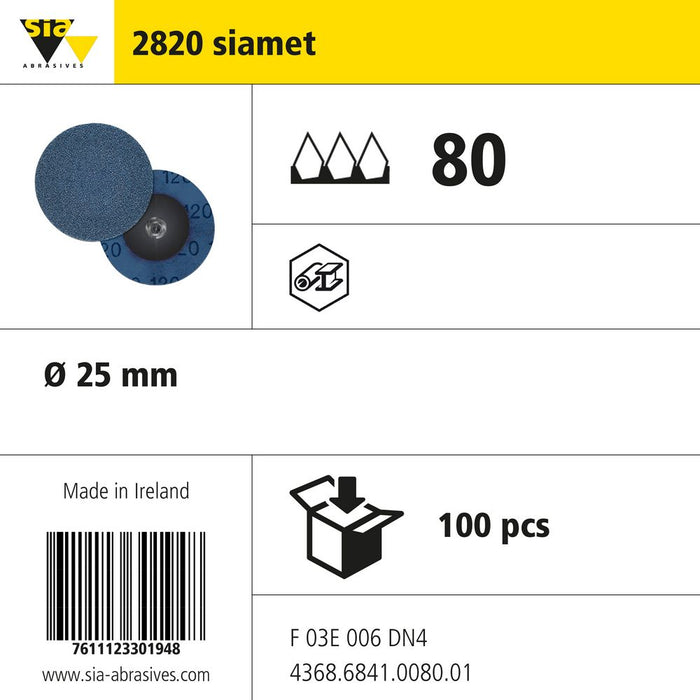 Product info — 2820 siafast mini Ø25mm P80 (Pack of 1000)