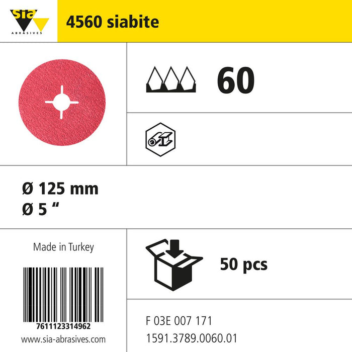 Product info — 4560 siabite Ø125mm P60 (Pack of 50)