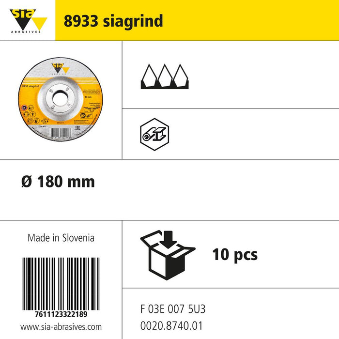 Product info — 8933 siaflex grinding Ø180mm (Pack of 10)