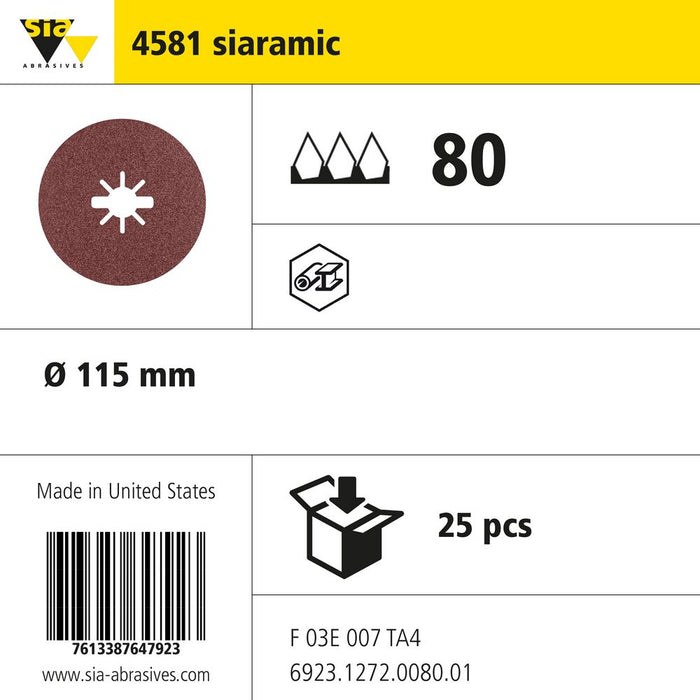 Product info — 4581 siabite Ø115mm P80 (Pack of 25)