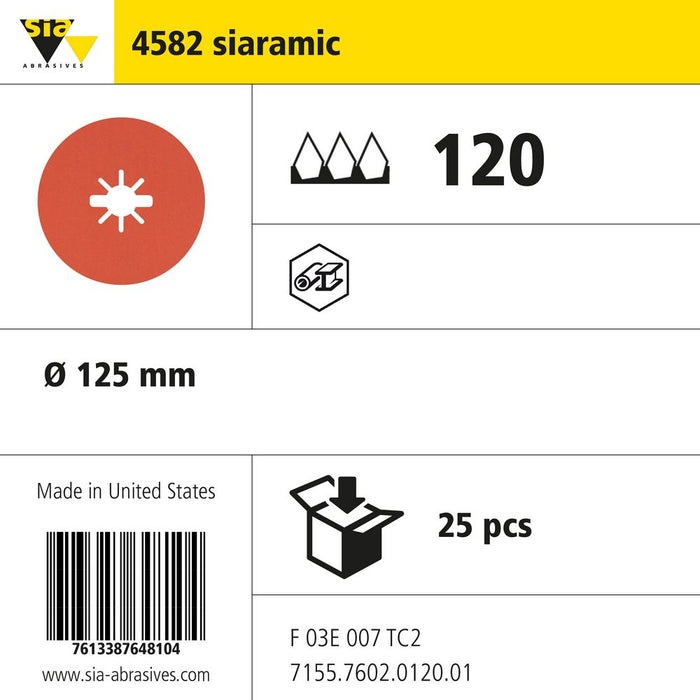 Product info — 4582 siaramic Ø125mm P120 (Pack of 25)