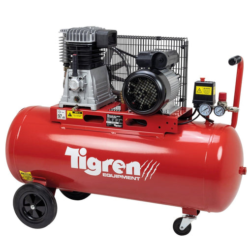 TIGREN 100ltr 3hp Belt-Driven Compressor - Hurstbourne Forge Welding Supplies
