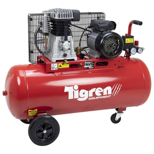 TIGREN 100ltr 3hp Belt-Driven Compressor - Hurstbourne Forge Welding Supplies