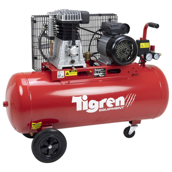 TIGREN 100ltr 3hp Belt-Driven Compressor - Hurstbourne Forge Welding Supplies